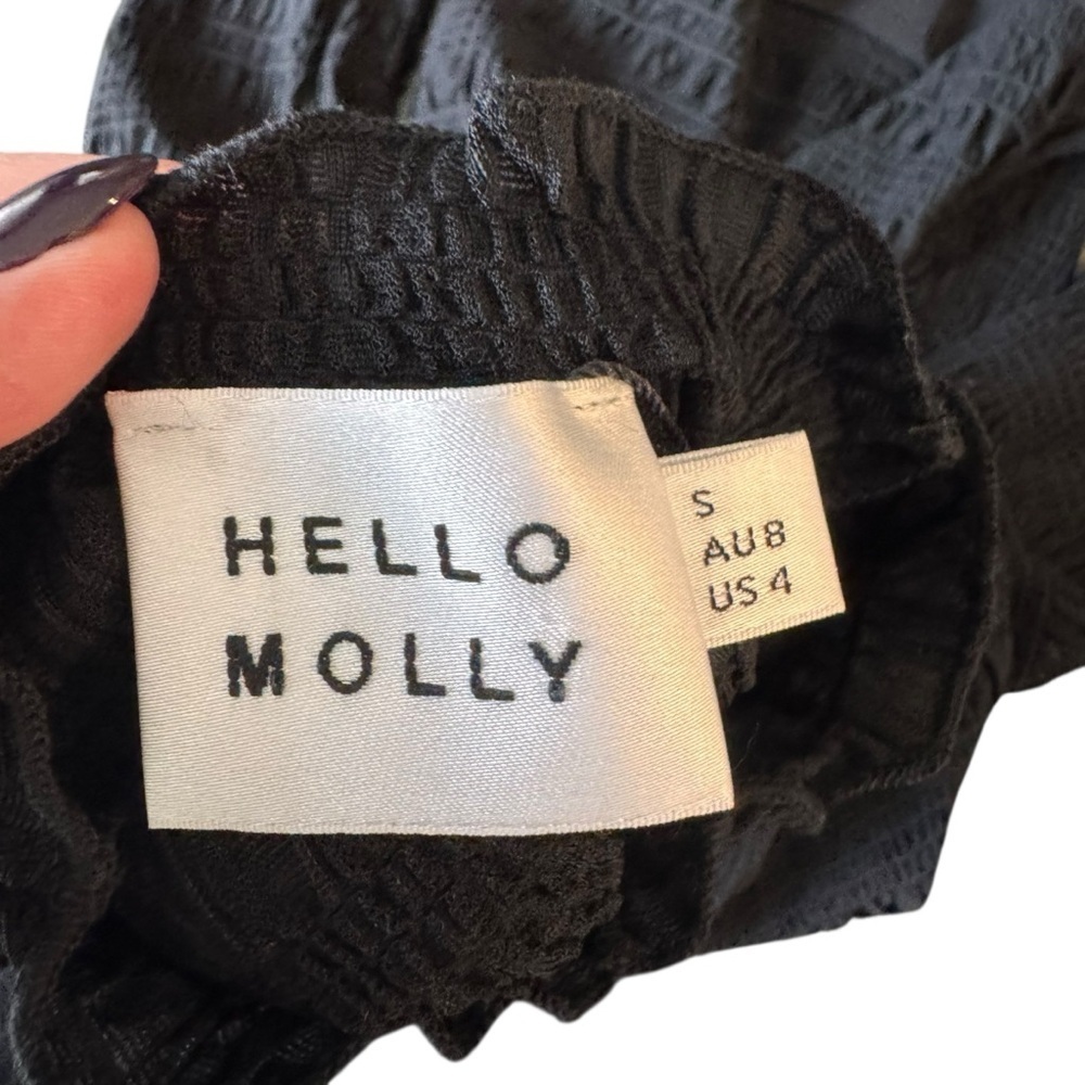 Hello Molly - NWT Black Long Sleeve Textured Bodysuit Sz S - Picture 6 of 9